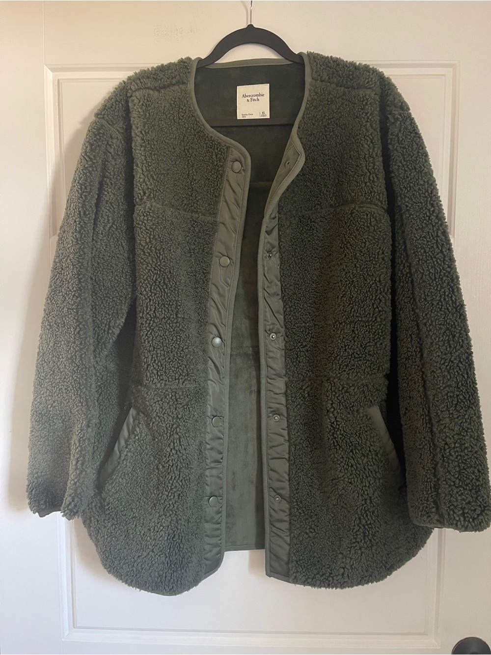 Abercrombie & Fitch Olive Green Teddy Sherpa Jacket